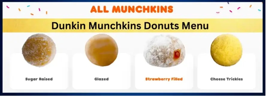 Dunkin Munchkins Donuts Menu Prices