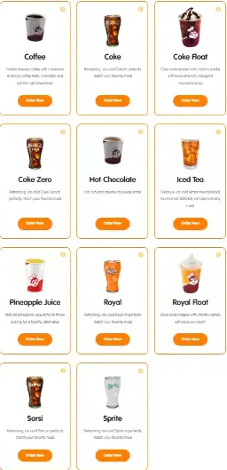 Jollibee Beverages Menu Prices