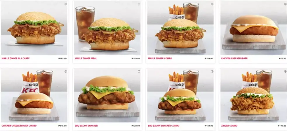 Kfc Sandwiches Menu Prices