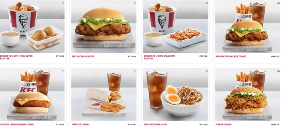 Kfc Menu  